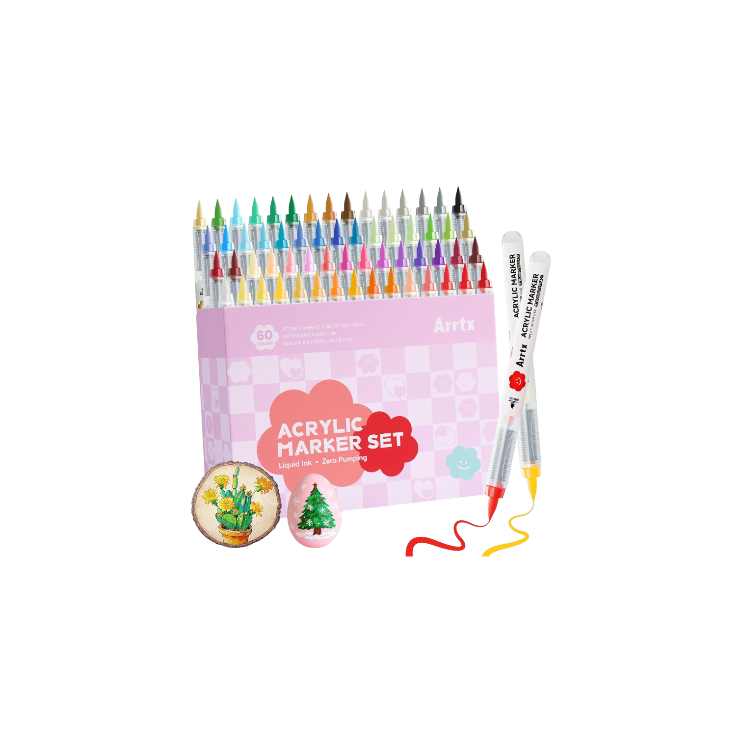 Direct Liquid Ink Acrylic Marker, Brush Tip Coloring Drawing