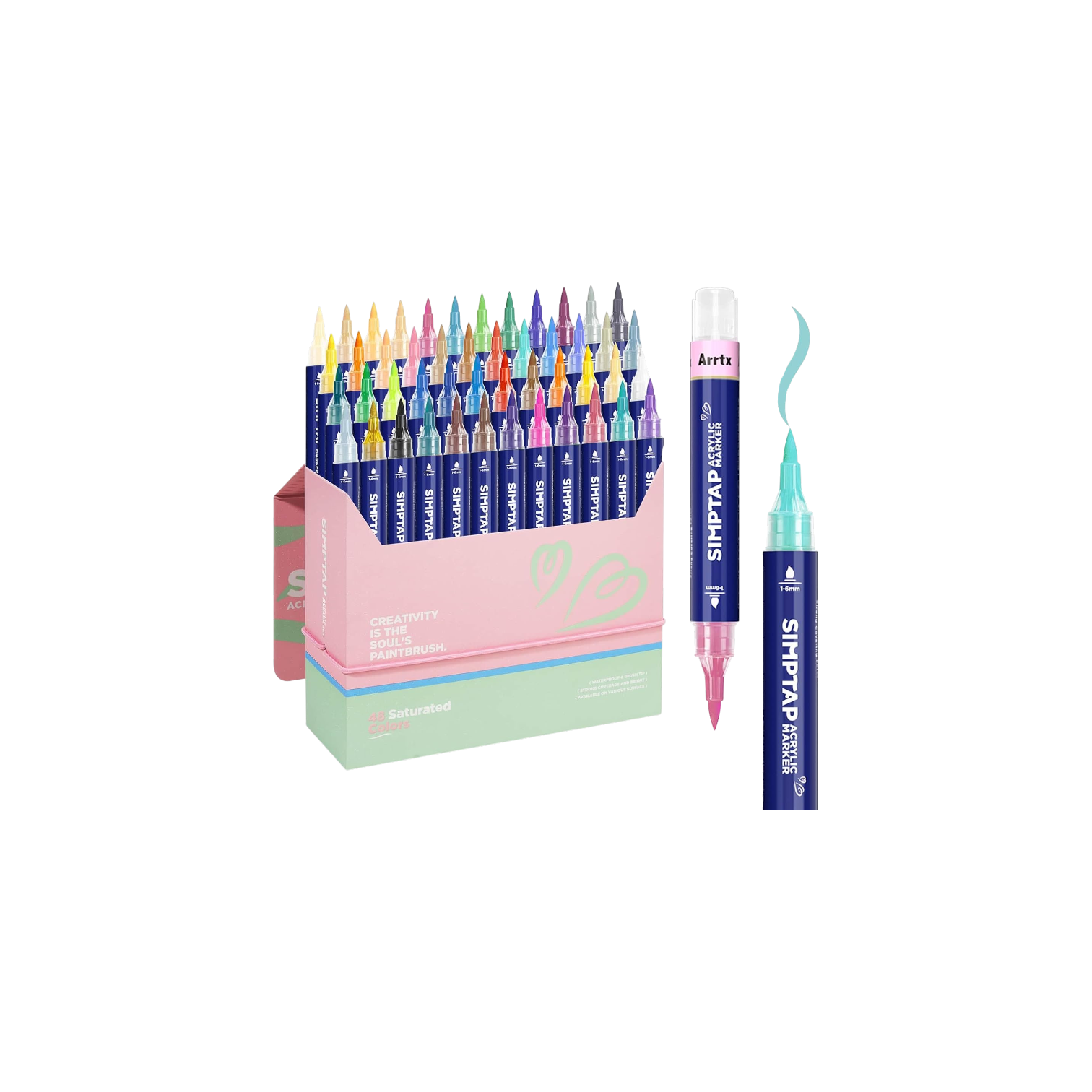 Arrtx Acrylic Paint Markers for Stone, Glass, Extra Brush Tip