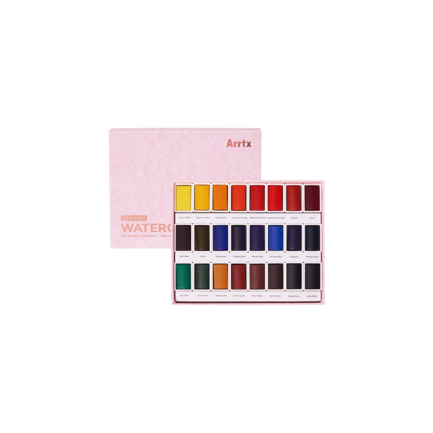 Watercolor Paint Set, 24 Full Pans with Vibrant Colors by Arrtx