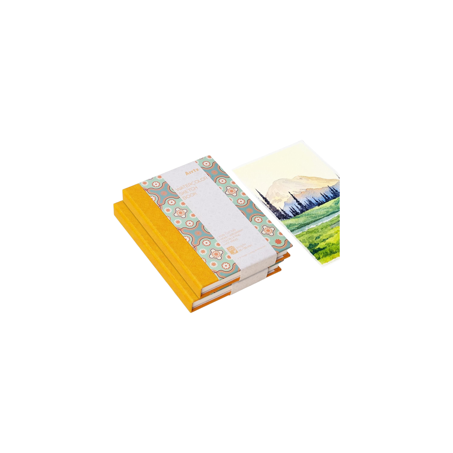 2 Pack Watercolor Sketchbook, 100% Cotton Paper by Arrtx